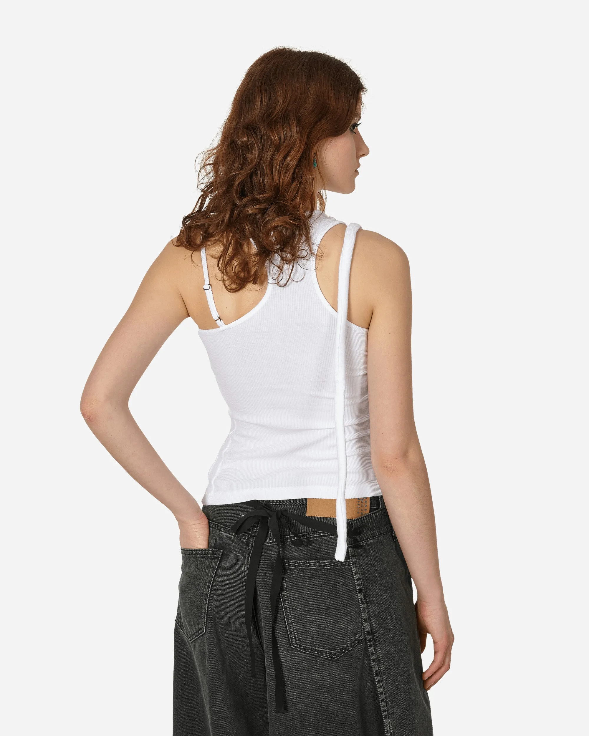 Layered Cut-Out Tank Top White