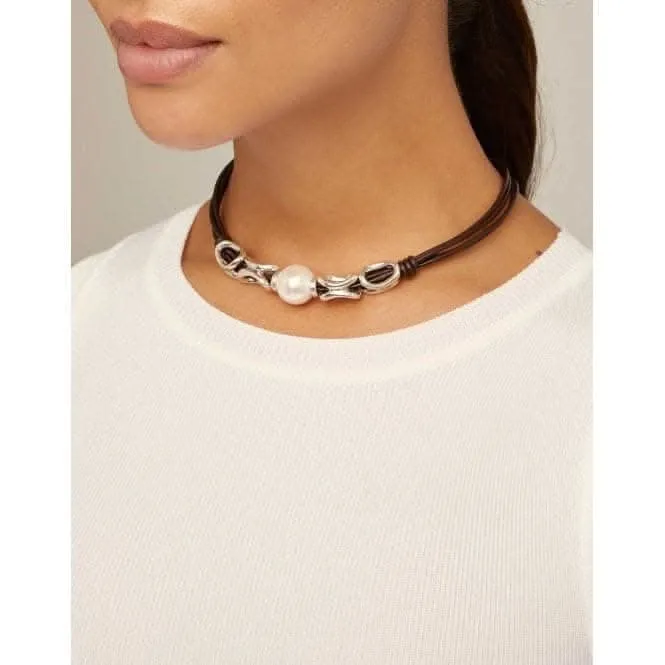 Legend White Leather Pearl Shell Necklace Unode50 Jewelry And Accessories