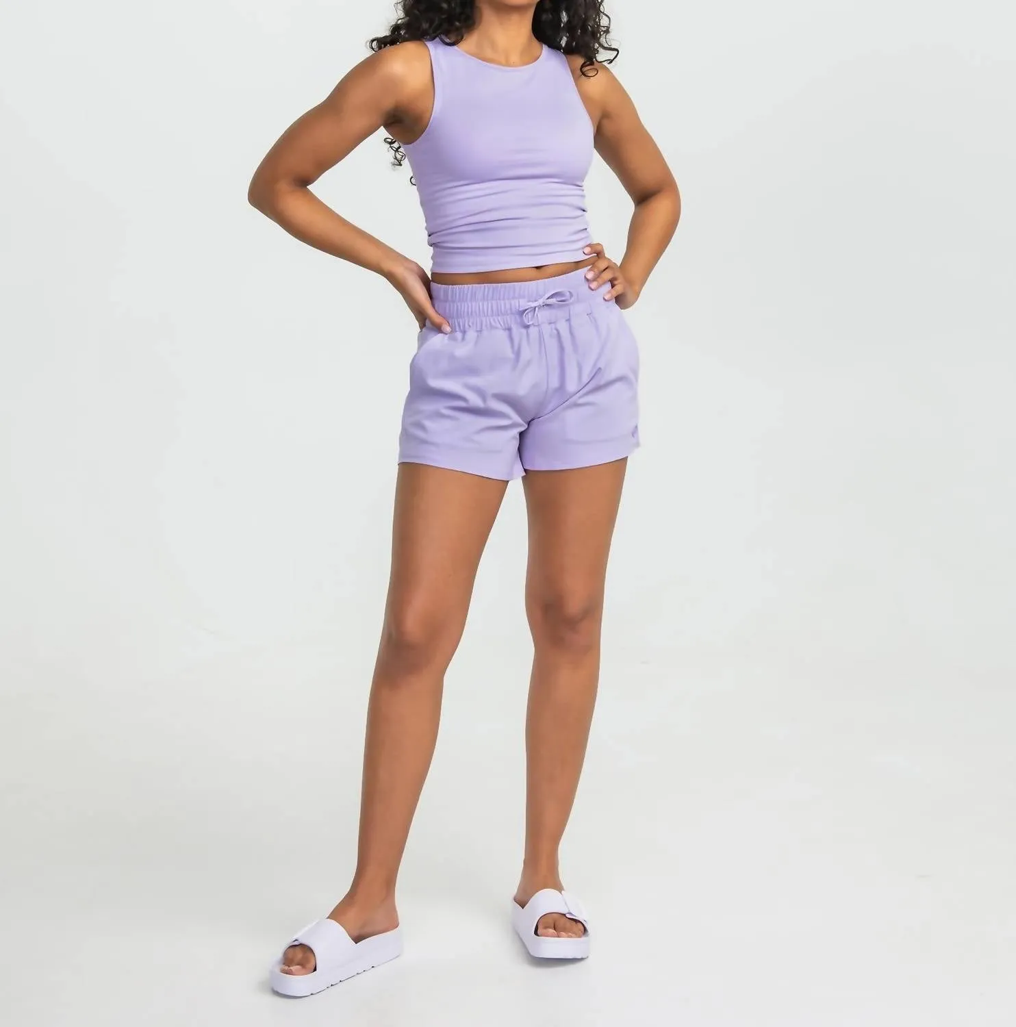 Lined Hybrid Shorts In Purple Rose