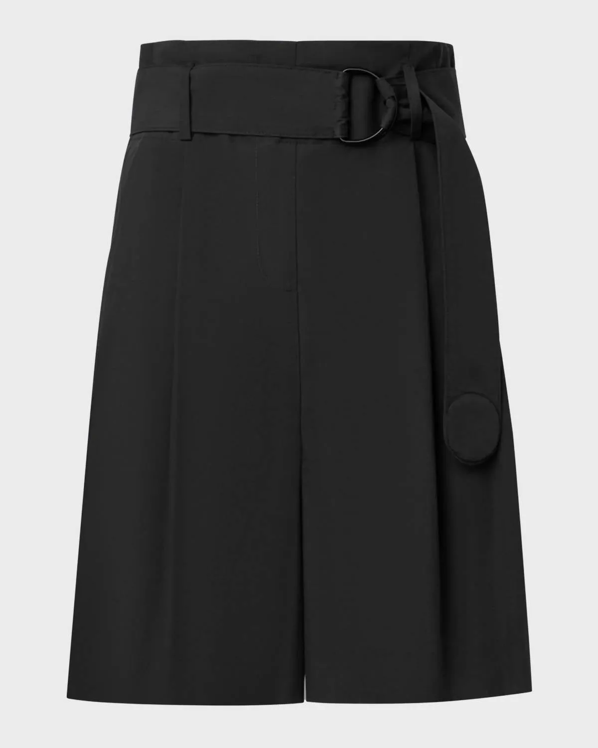 Linen Fiorellina Belted Bermuda Shorts In Black