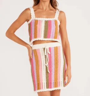 Lito Stripe Crochet Top In Multi Stripe