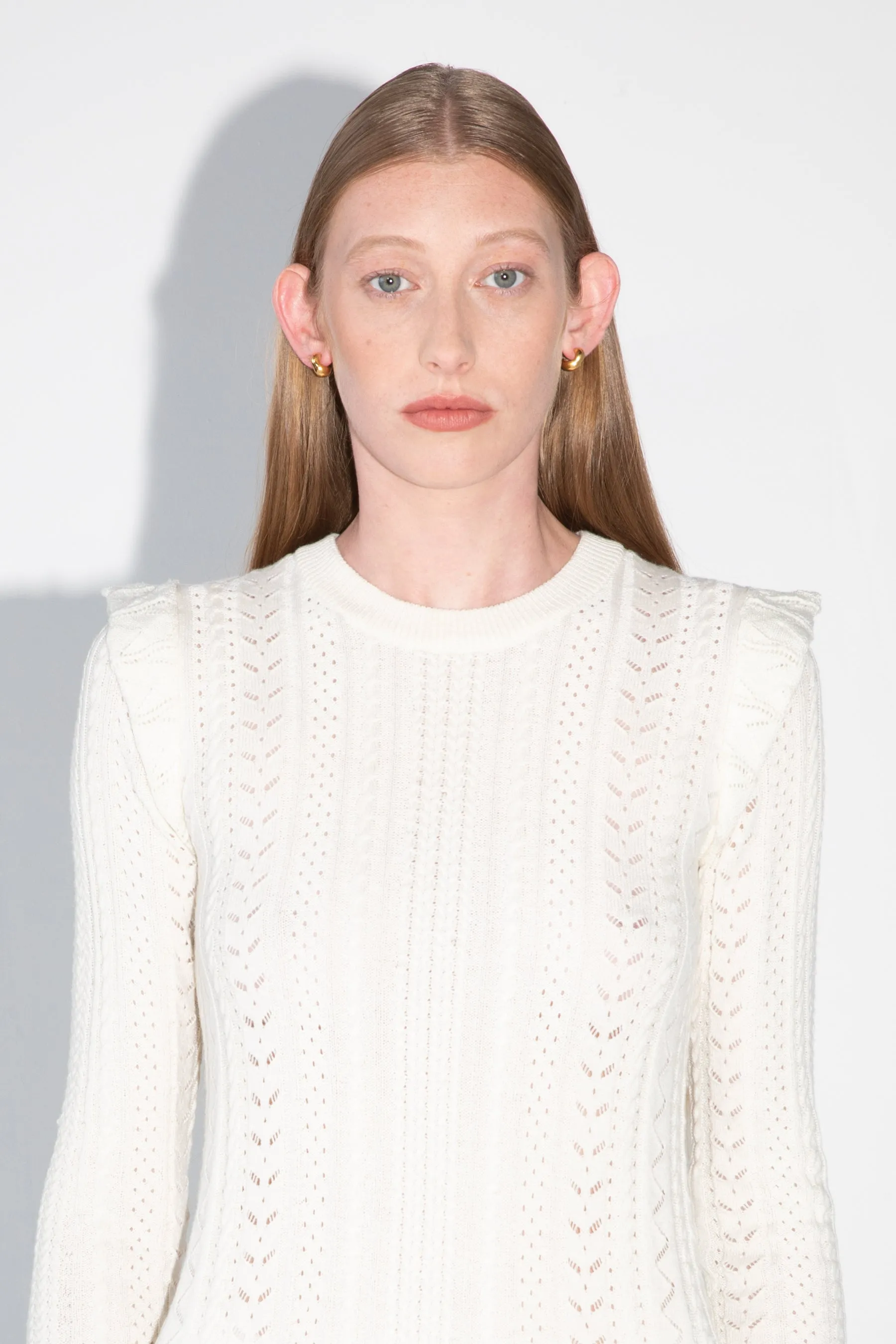Long Pointelle Knit Dress