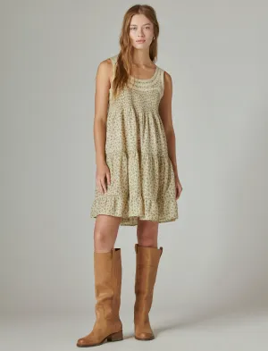 Lucky Brand Women's Floral Embroidered Tiered Mini Dress