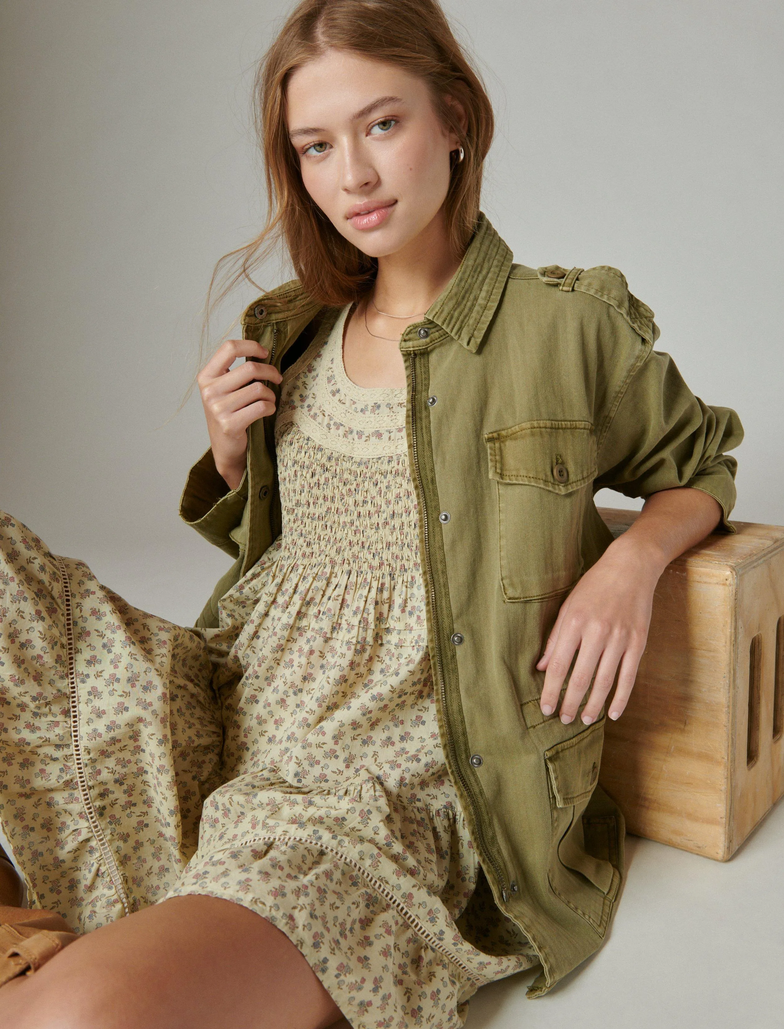 Lucky Brand Women's Floral Embroidered Tiered Mini Dress