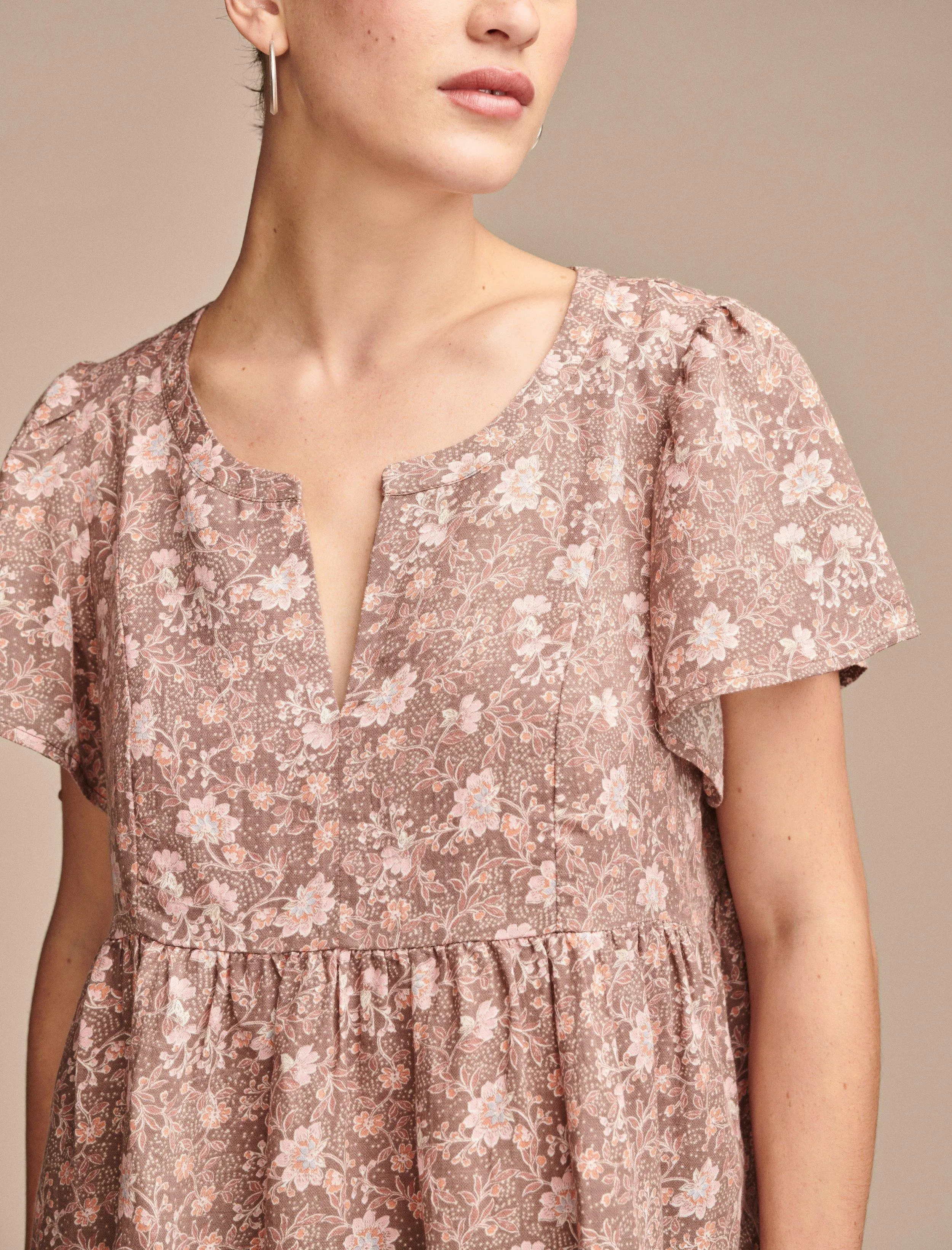 Lucky Brand Women's Short Sleeve Peasant Blouse