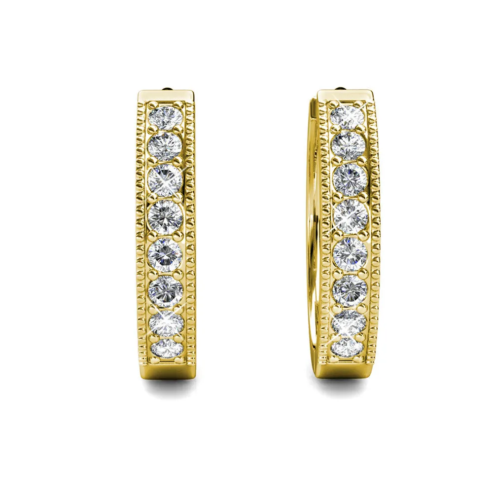 Lydia 18k White Gold Plated 16mm Hoop Earrings with Swarovski Crystals