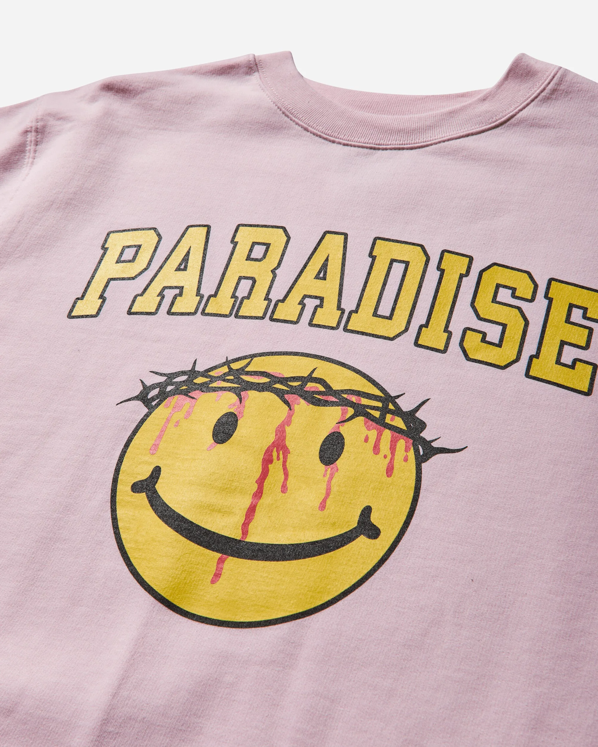Men's Smiley Jesus Crewneck Sweatshirt Pink