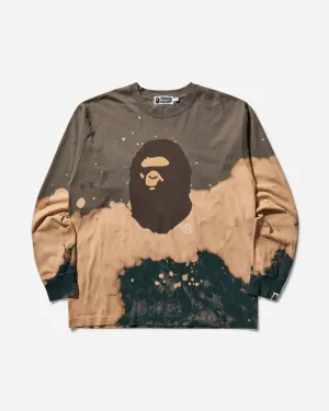 Men's Tie Dye Ape Head Longsleeve T-Shirt Beige