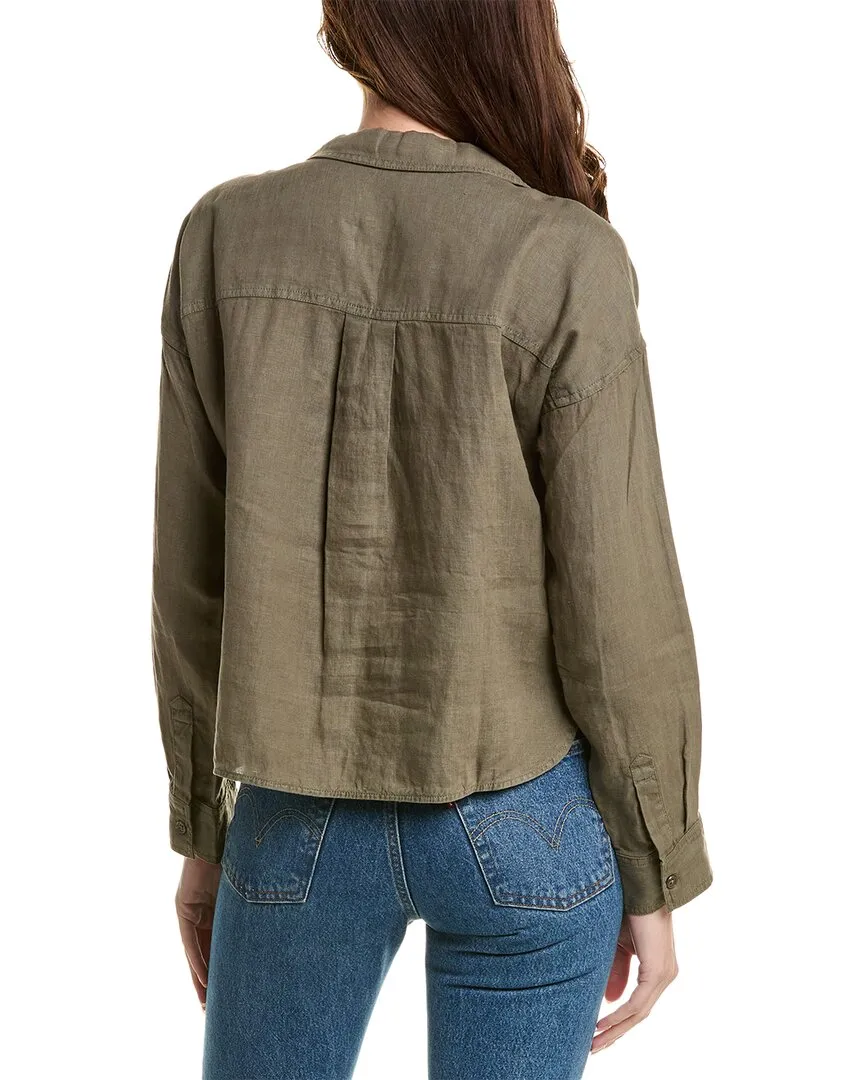 Michael Stars Gracie Crop Button-Down Linen Shirt