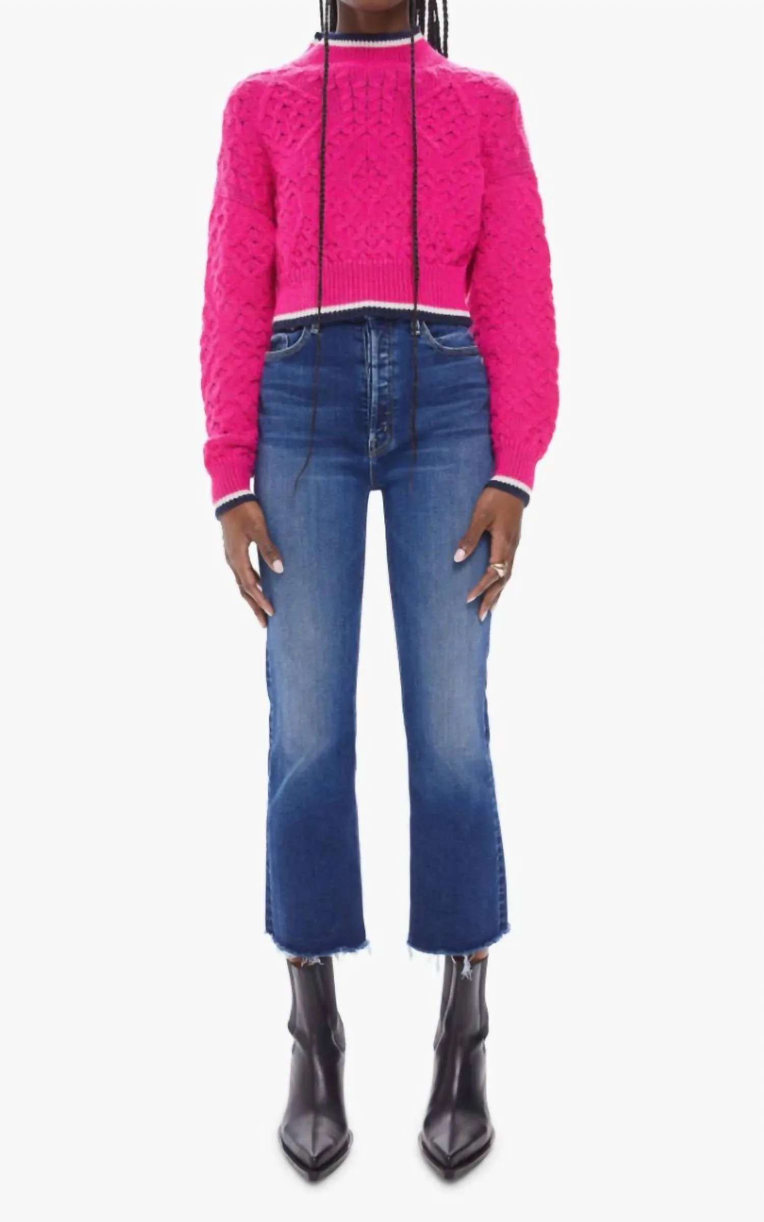 Mock Neck Jumper Crop Sweater In Bright Someday