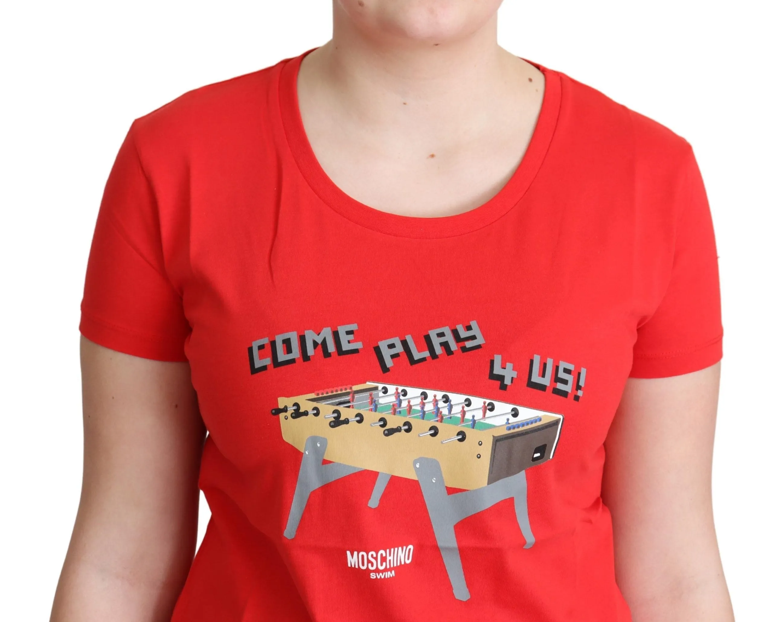 Moschino  Cotton Come Play 4 Us Print Tops Blouse Women's T-shirt