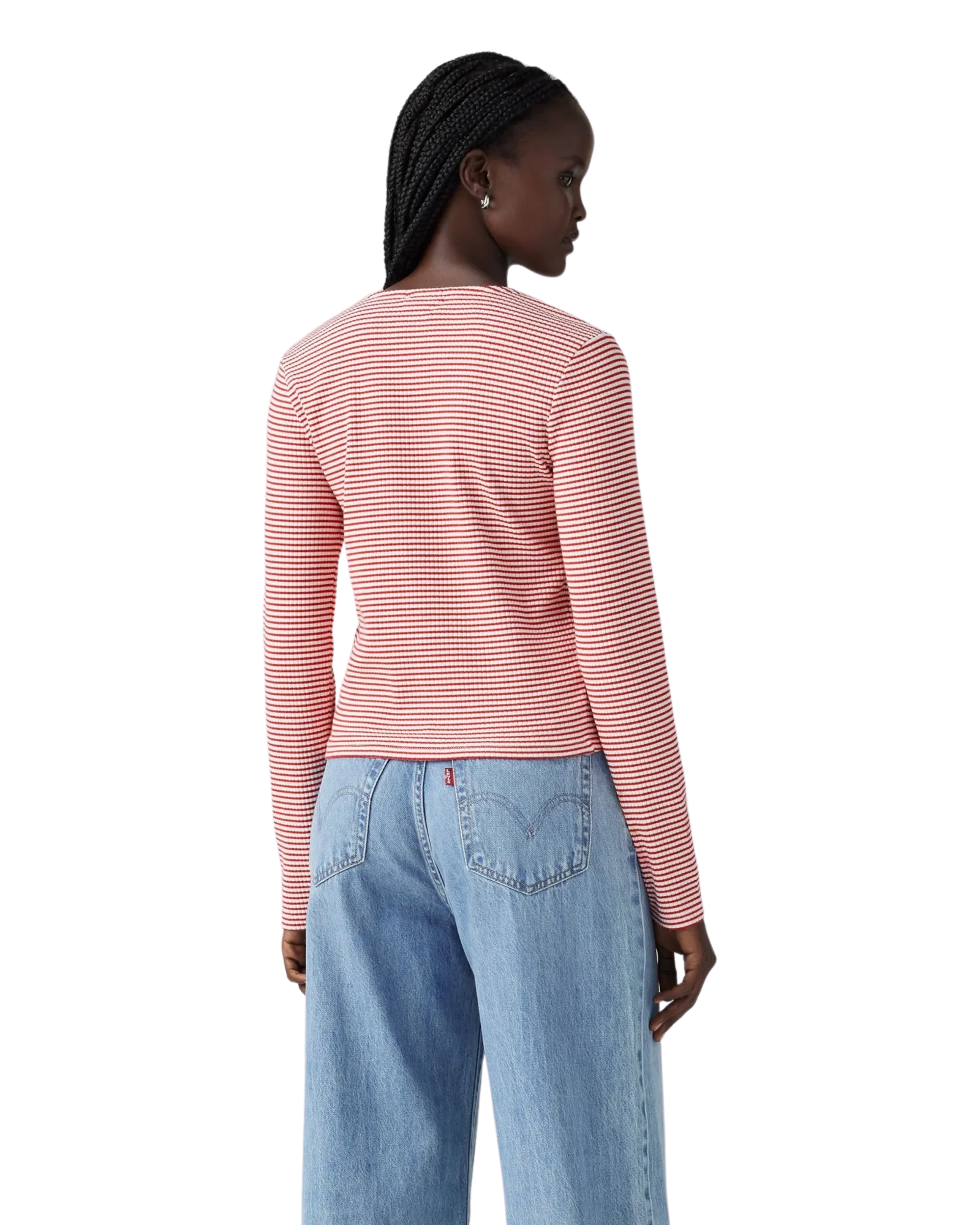 Muse Long Sleeve T-Shirt in Vanilla Stripe Scarlet Smile
