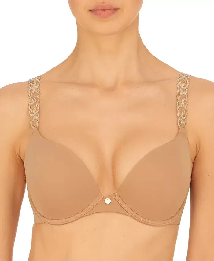 Natori Pure Luxe Molded Push-Up Bra Women's 32B Cafe Stretch Underwired JDM342