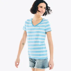 Nautica Womens Striped V-Neck T-Shirt