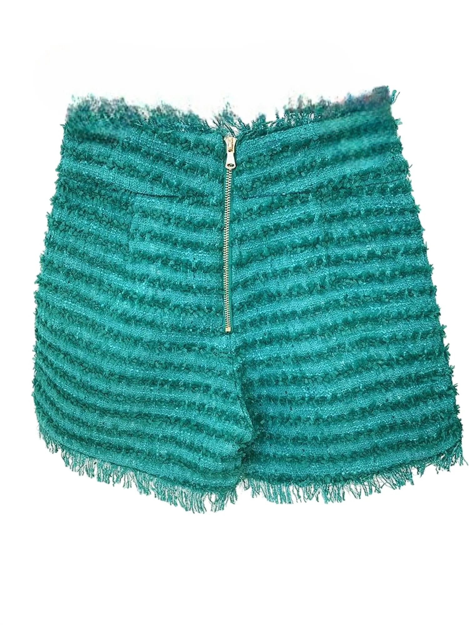 Nevaeh Tweed High Waisted Shorts In Turquoise
