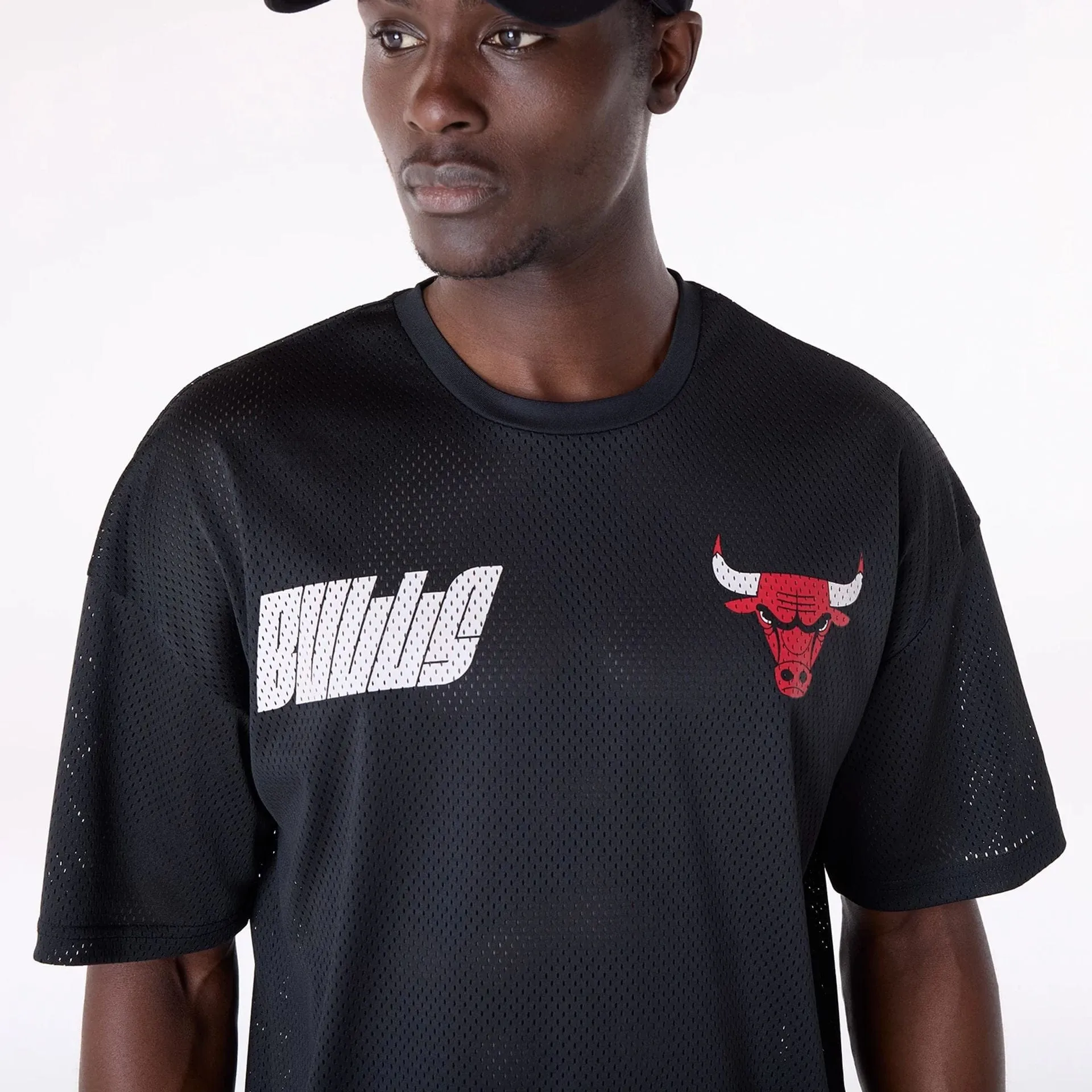 New Era T-Shirts And Tank Tops Chicago Bulls NBA Graphic Black Mesh T-Shirt