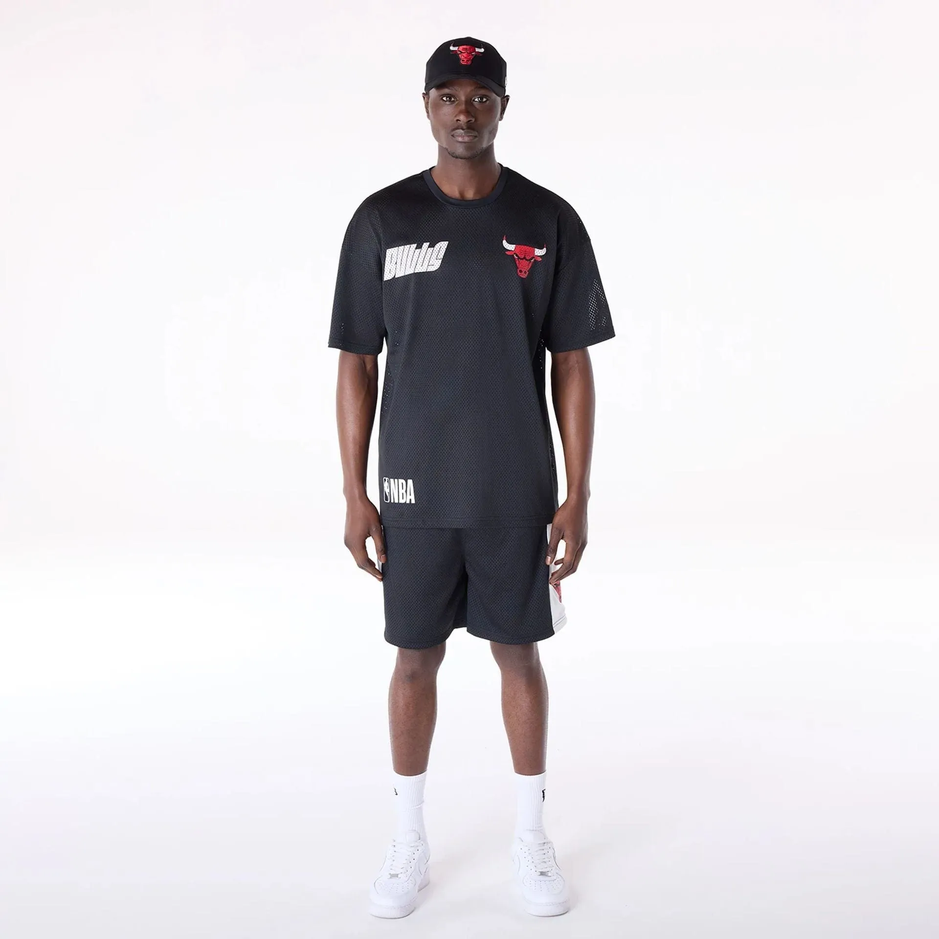 New Era T-Shirts And Tank Tops Chicago Bulls NBA Graphic Black Mesh T-Shirt