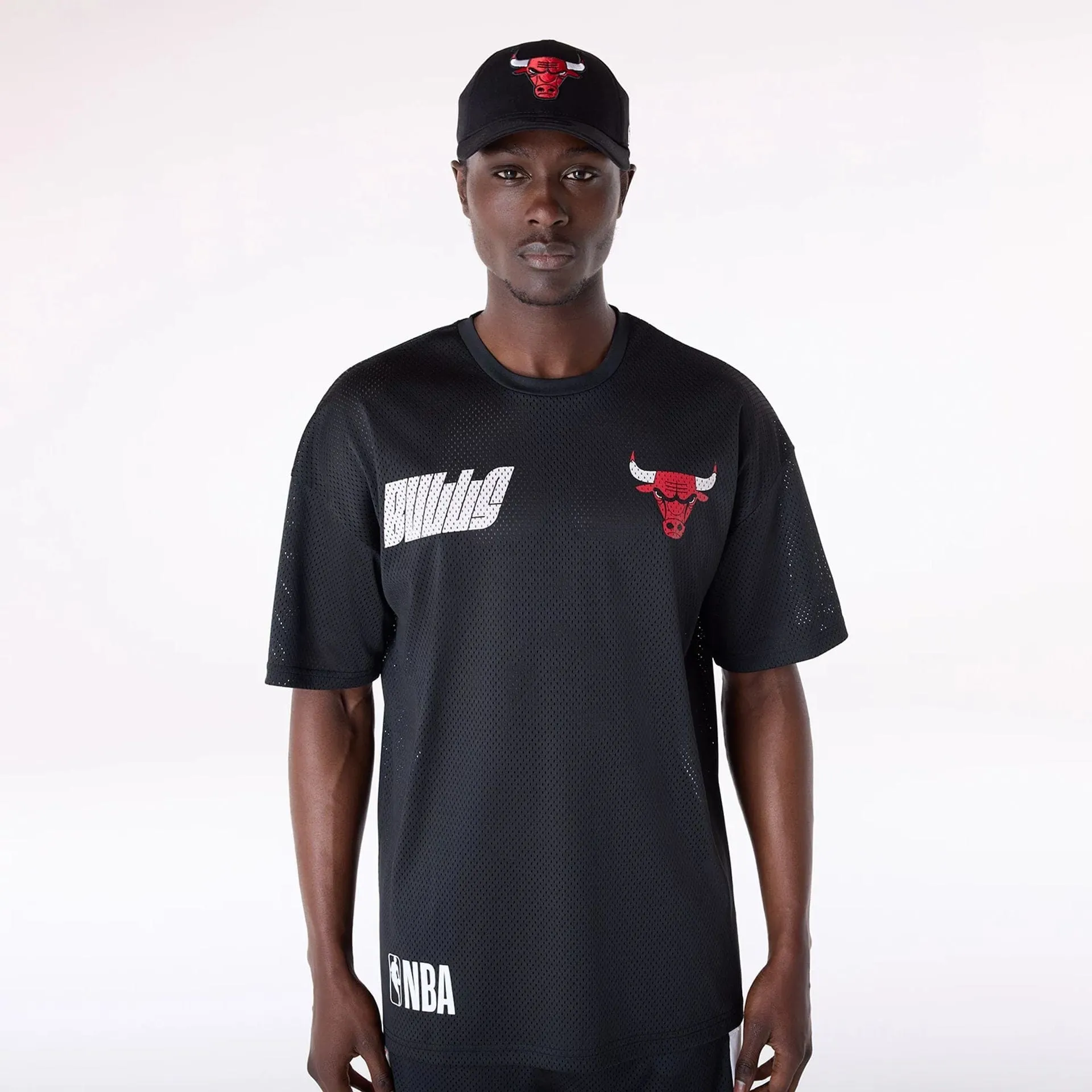 New Era T-Shirts And Tank Tops Chicago Bulls NBA Graphic Black Mesh T-Shirt
