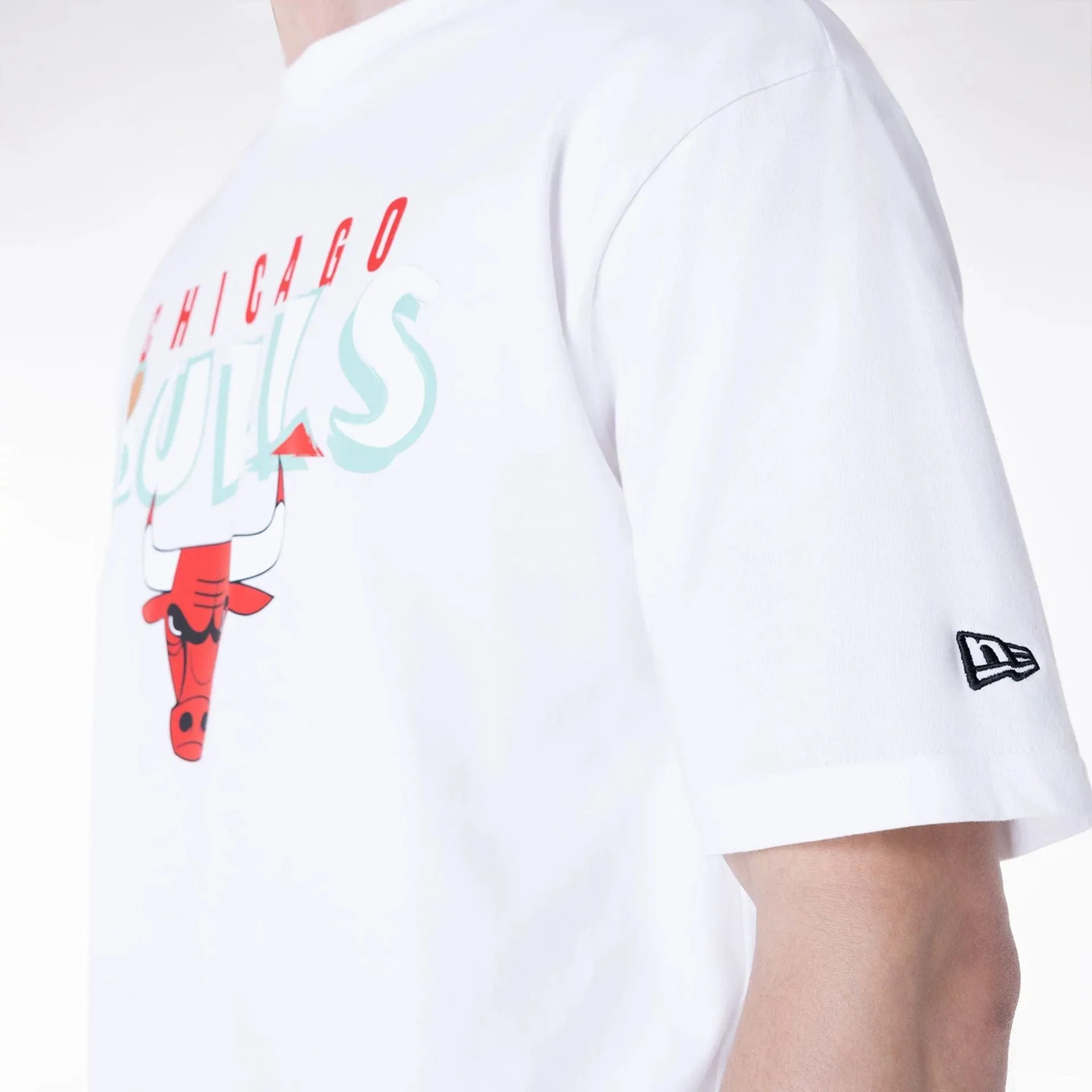 New Era T-Shirts And Tank Tops Chicago Bulls NBA Graphic White Oversized T-Shirt