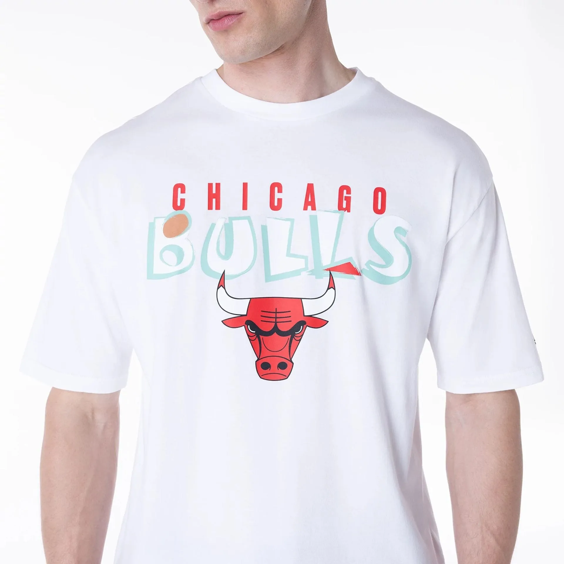 New Era T-Shirts And Tank Tops Chicago Bulls NBA Graphic White Oversized T-Shirt