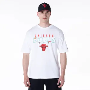 New Era T-Shirts And Tank Tops Chicago Bulls NBA Graphic White Oversized T-Shirt