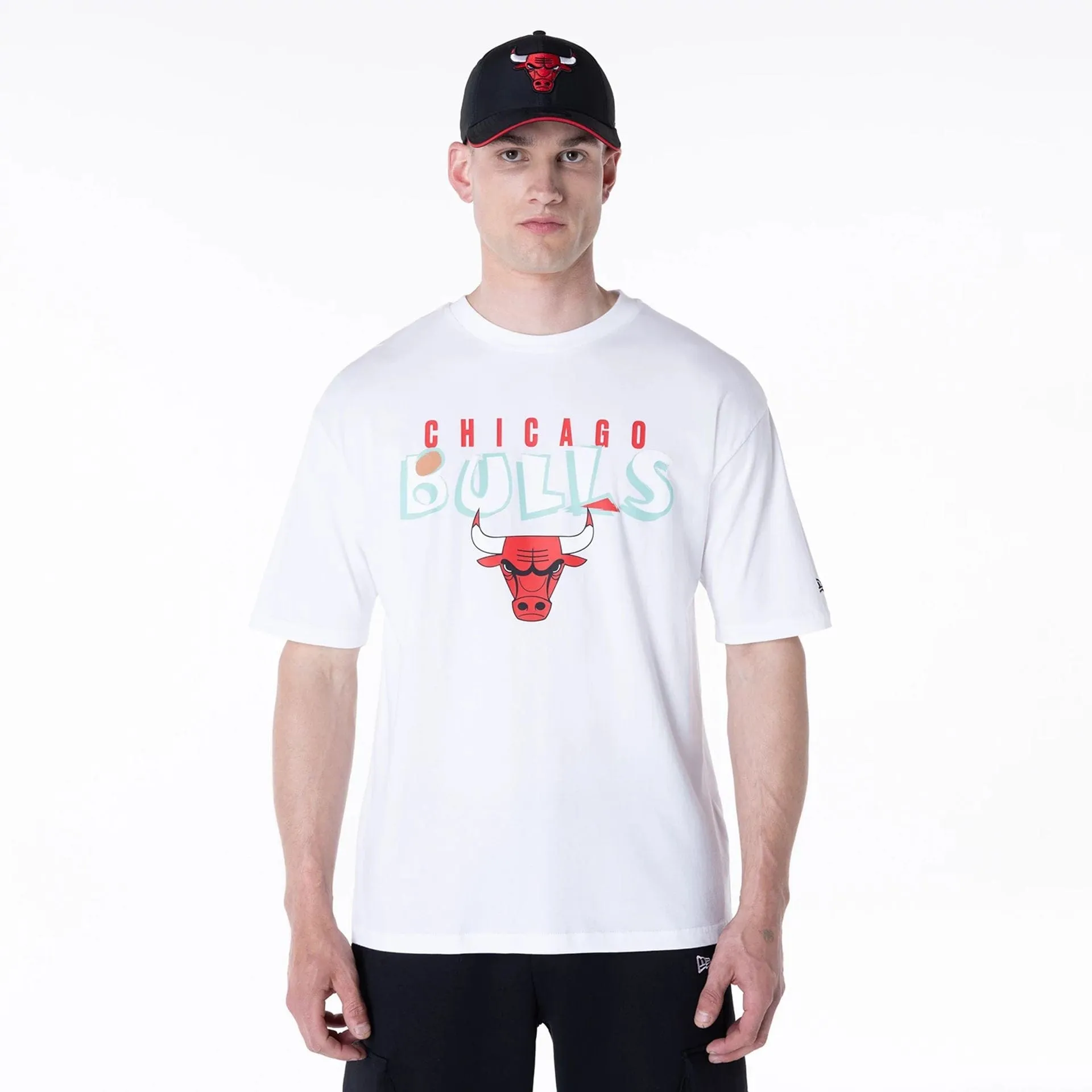 New Era T-Shirts And Tank Tops Chicago Bulls NBA Graphic White Oversized T-Shirt