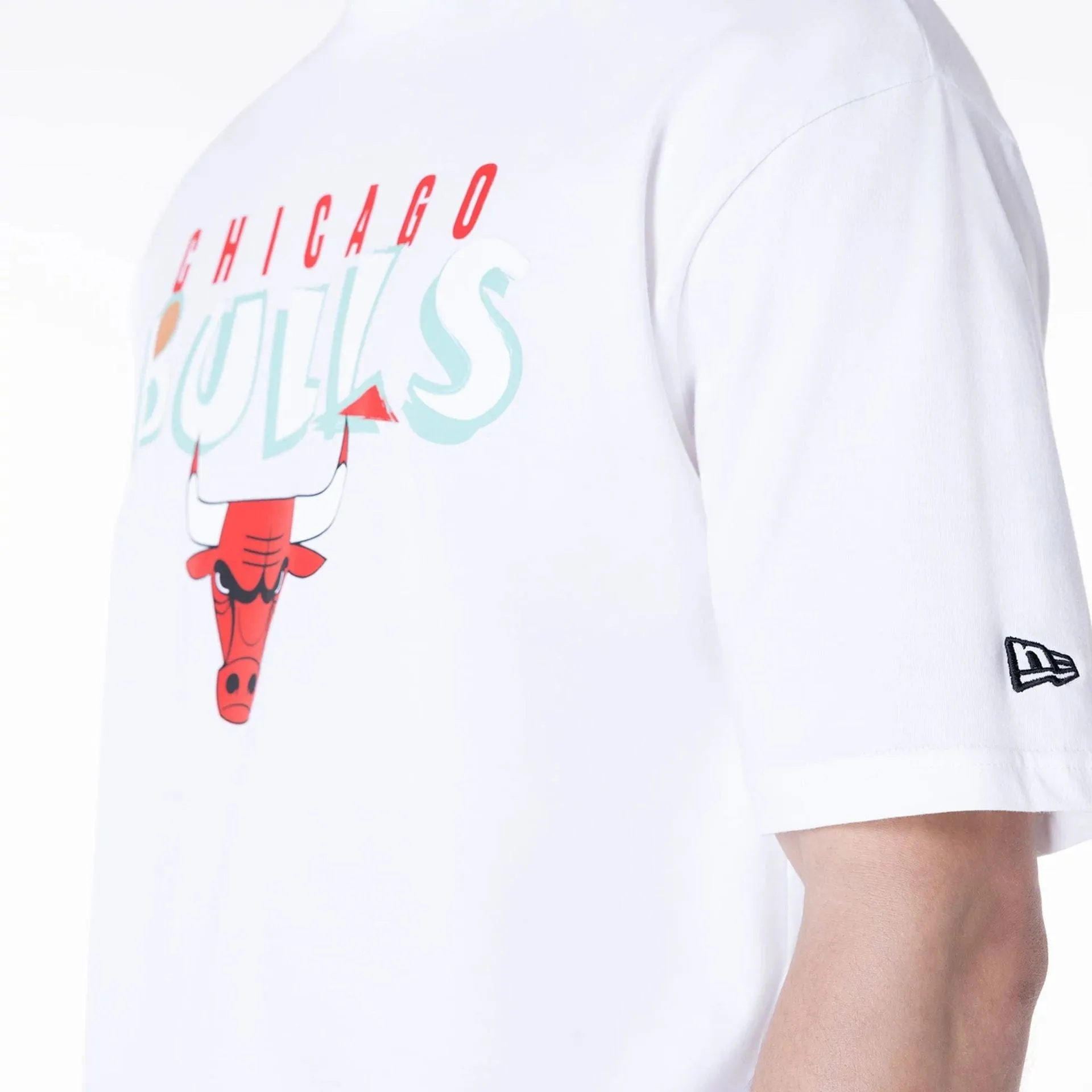 New Era T-Shirts And Tank Tops Chicago Bulls NBA Graphic White Oversized T-Shirt