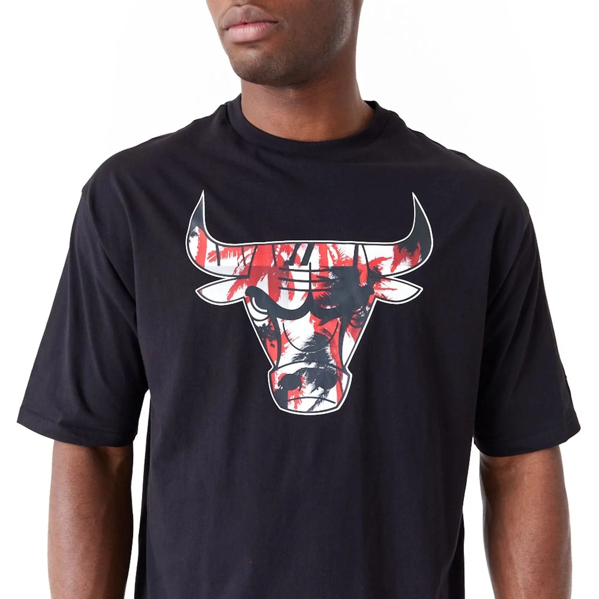 New Era T-Shirts And Tank Tops Chicago Bulls NBA Large Infill Black Oversized T-Shirt