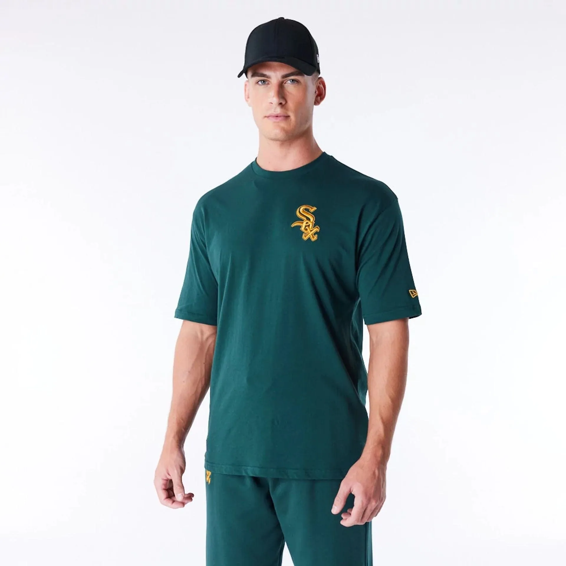 New Era T-Shirts And Tank Tops Chicago White Sox League Essential Dark Green Oversized T-Shirt