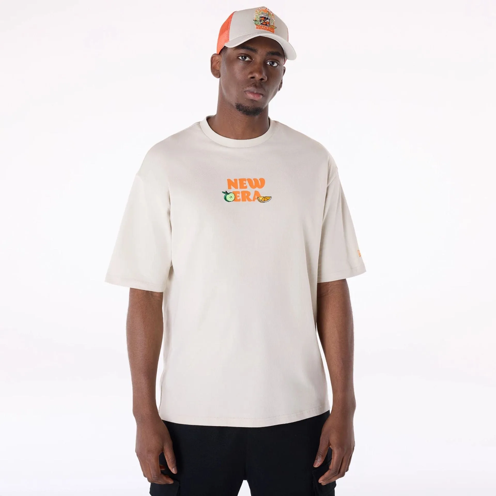 New Era T-Shirts And Tank Tops New Era Drink Graphic Cream Oversized T-Shirt