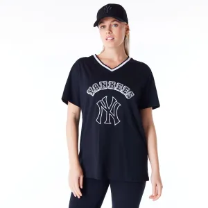 New Era T-Shirts And Tank Tops New York Yankees Womens MLB Graphic Black V Neck T-Shirt