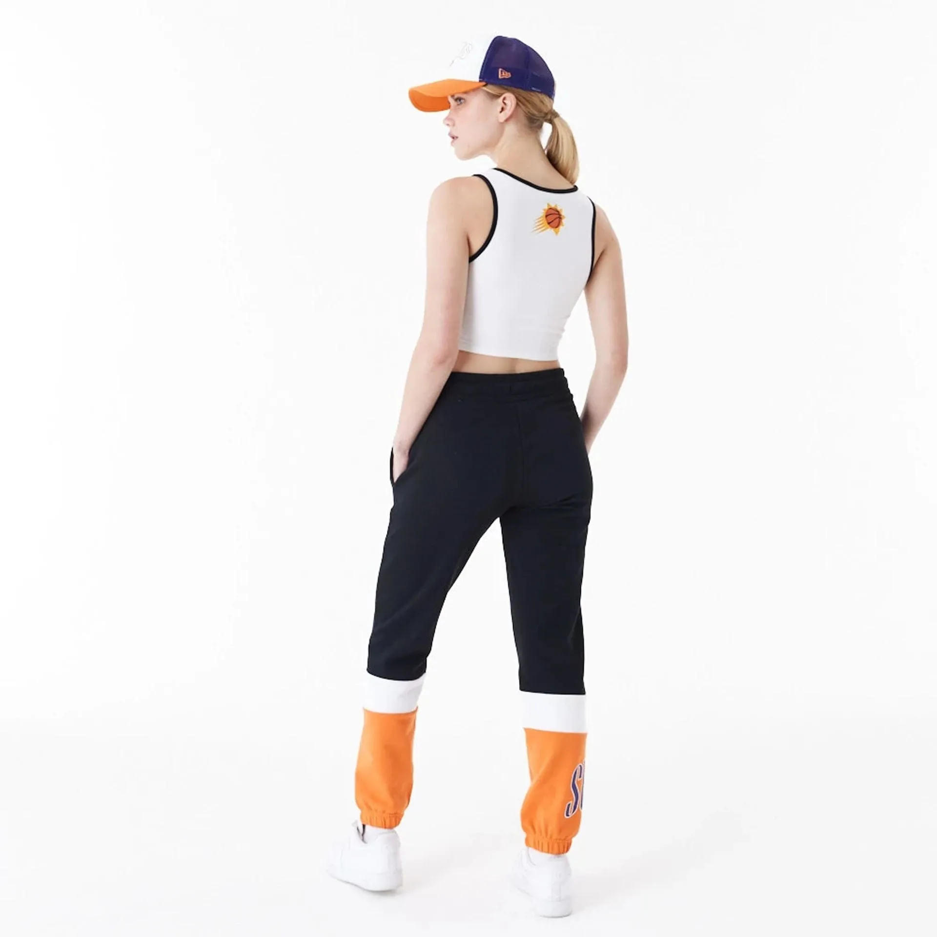 New Era T-Shirts And Tank Tops Phoenix Suns Womens NBA Team Wordmark White Crop Tank Top