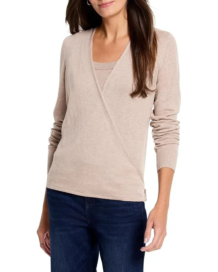 NIC ZOE All Year 4-Way Sweater Women's Small Beige Cotton Blend Cardigan JDM351