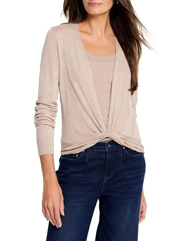 NIC ZOE All Year 4-Way Sweater Women's Small Beige Cotton Blend Cardigan JDM351
