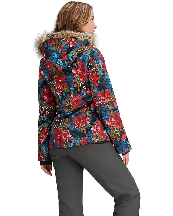 Obermeyer Tuscany II Jacket Women's 12 Multicolor Floral Full Zip Hooded ERK378