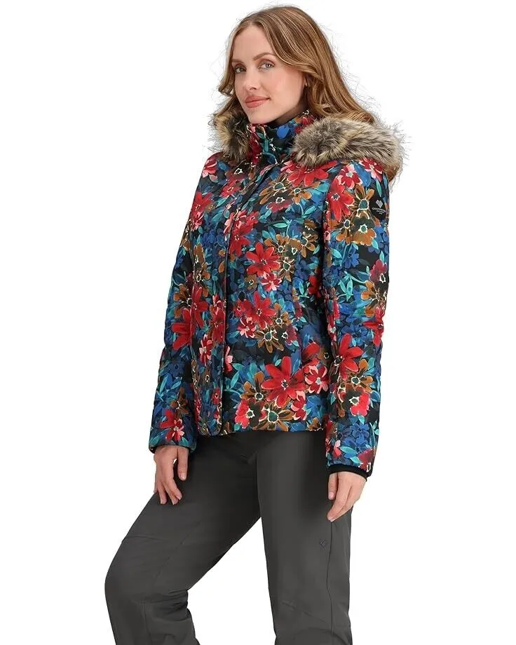 Obermeyer Tuscany II Jacket Women's 12 Multicolor Floral Full Zip Hooded ERK378