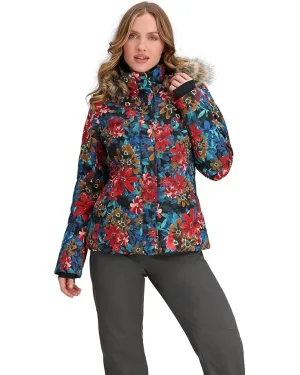 Obermeyer Tuscany II Jacket Women's 12 Multicolor Floral Full Zip Hooded ERK378