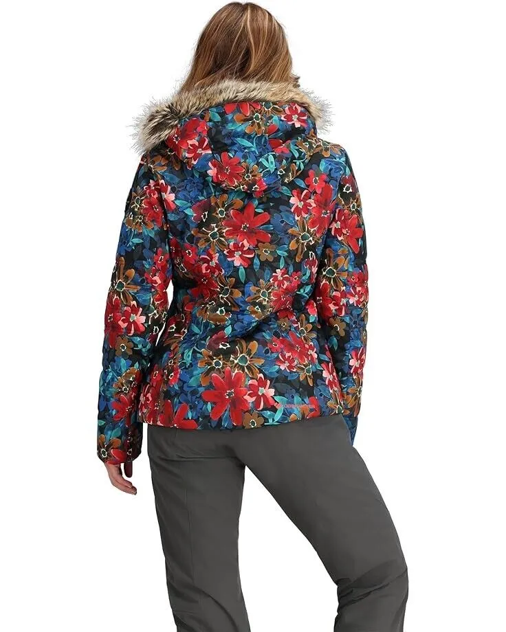 Obermeyer Tuscany II Jacket Women's 12 Multicolor Floral Full Zip Hooded ERK378