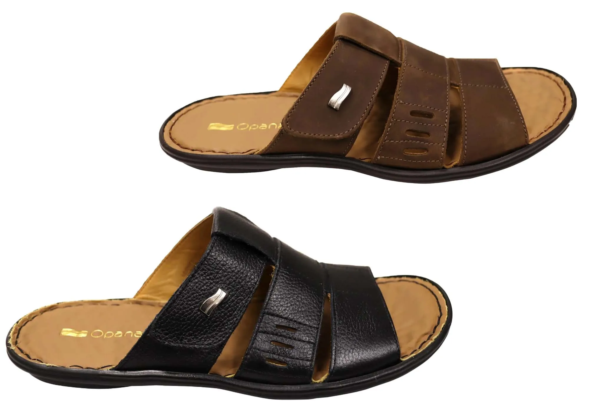 Opananken Andrew Mens Comfortable Brazilian Leather Slide Sandals Opananken Shoes