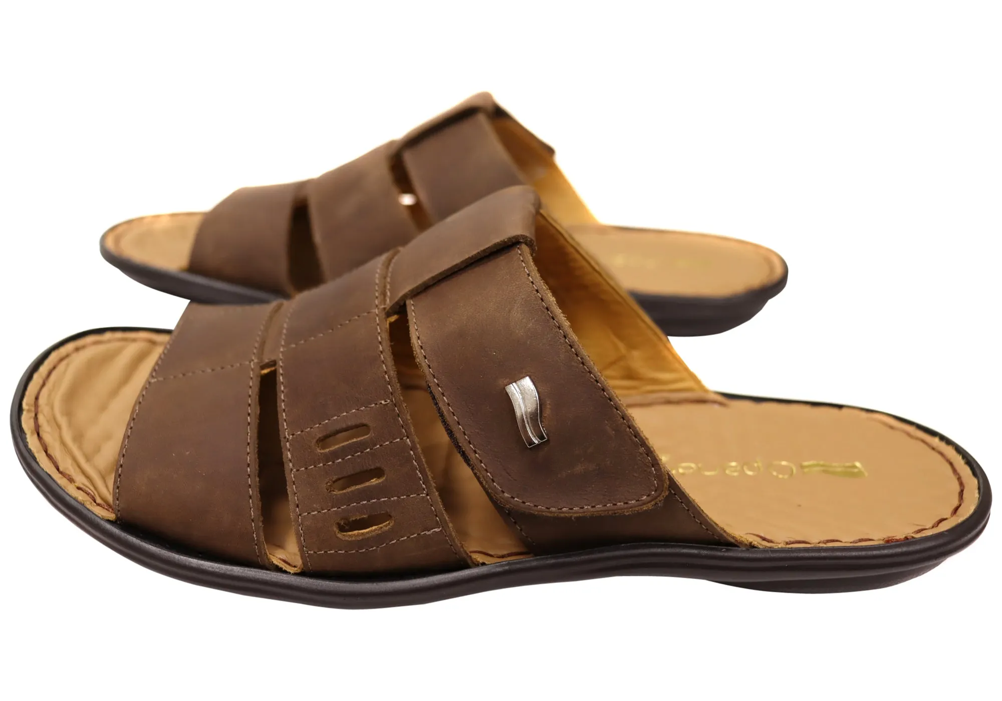 Opananken Andrew Mens Comfortable Brazilian Leather Slide Sandals Opananken Shoes