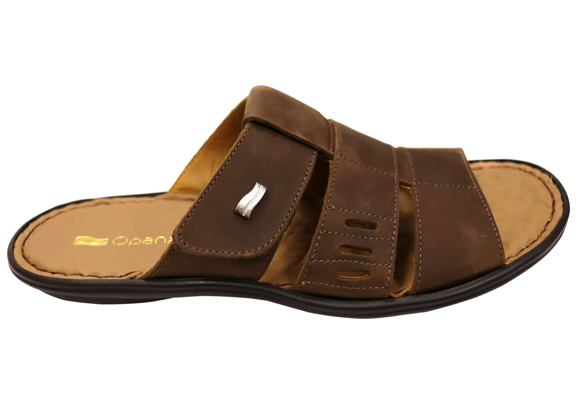 Opananken Andrew Mens Comfortable Brazilian Leather Slide Sandals Opananken Shoes