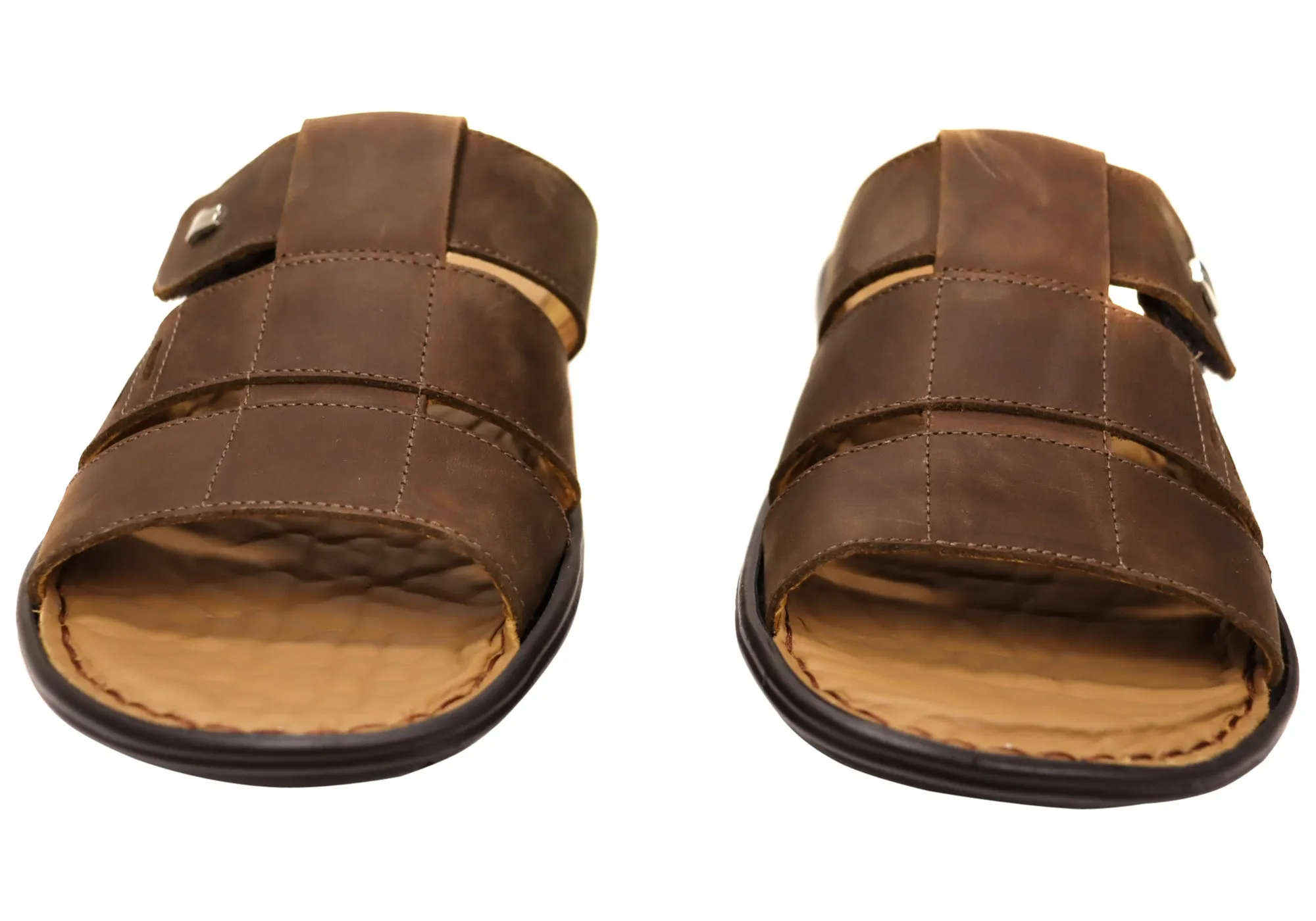 Opananken Andrew Mens Comfortable Brazilian Leather Slide Sandals Opananken Shoes