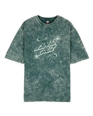 Ornate Dot Front Oversized T-Shirt in Emerald Acid Wash