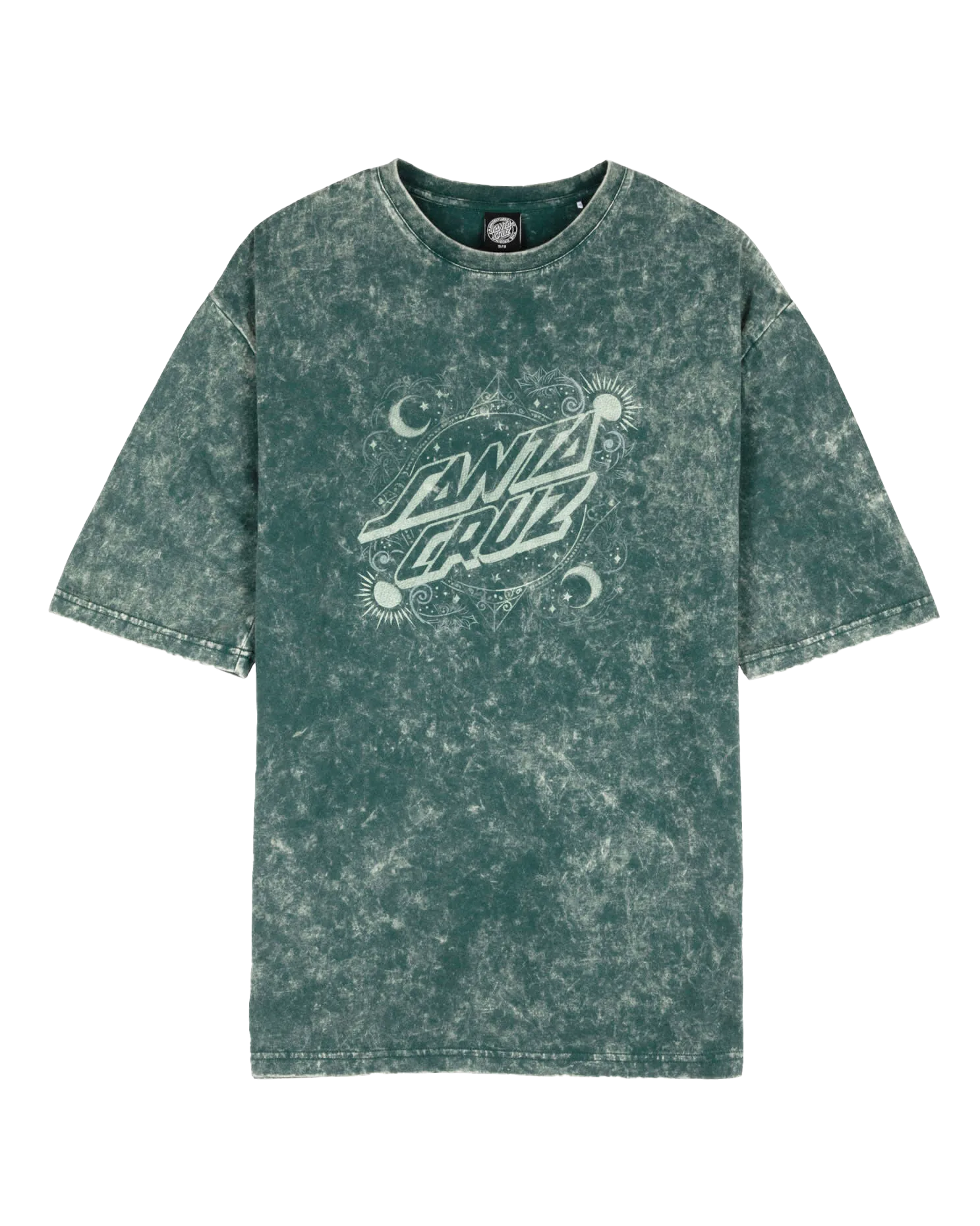 Ornate Dot Front Oversized T-Shirt in Emerald Acid Wash