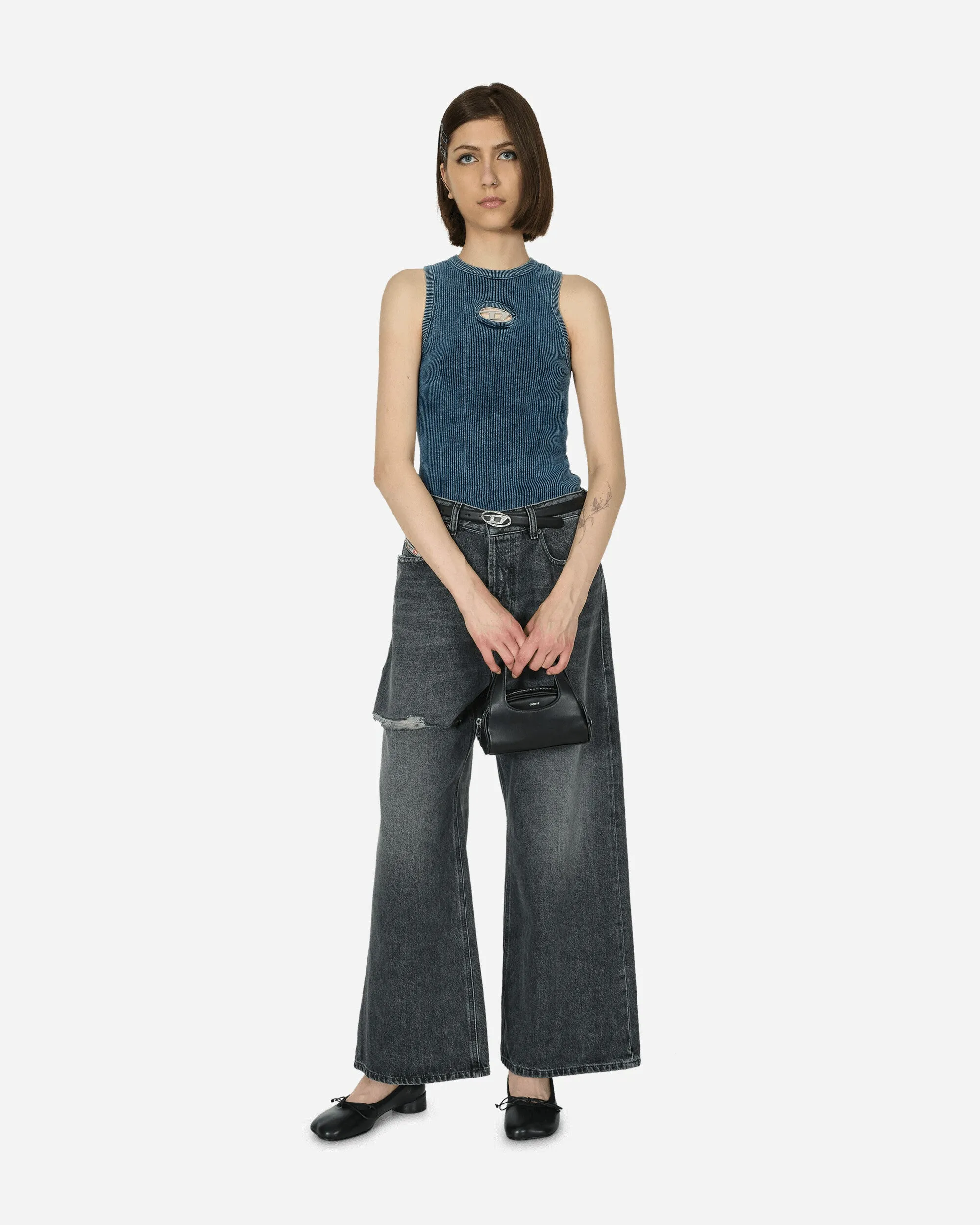 Oval D Rib-Knit Tank Top Dark Blue