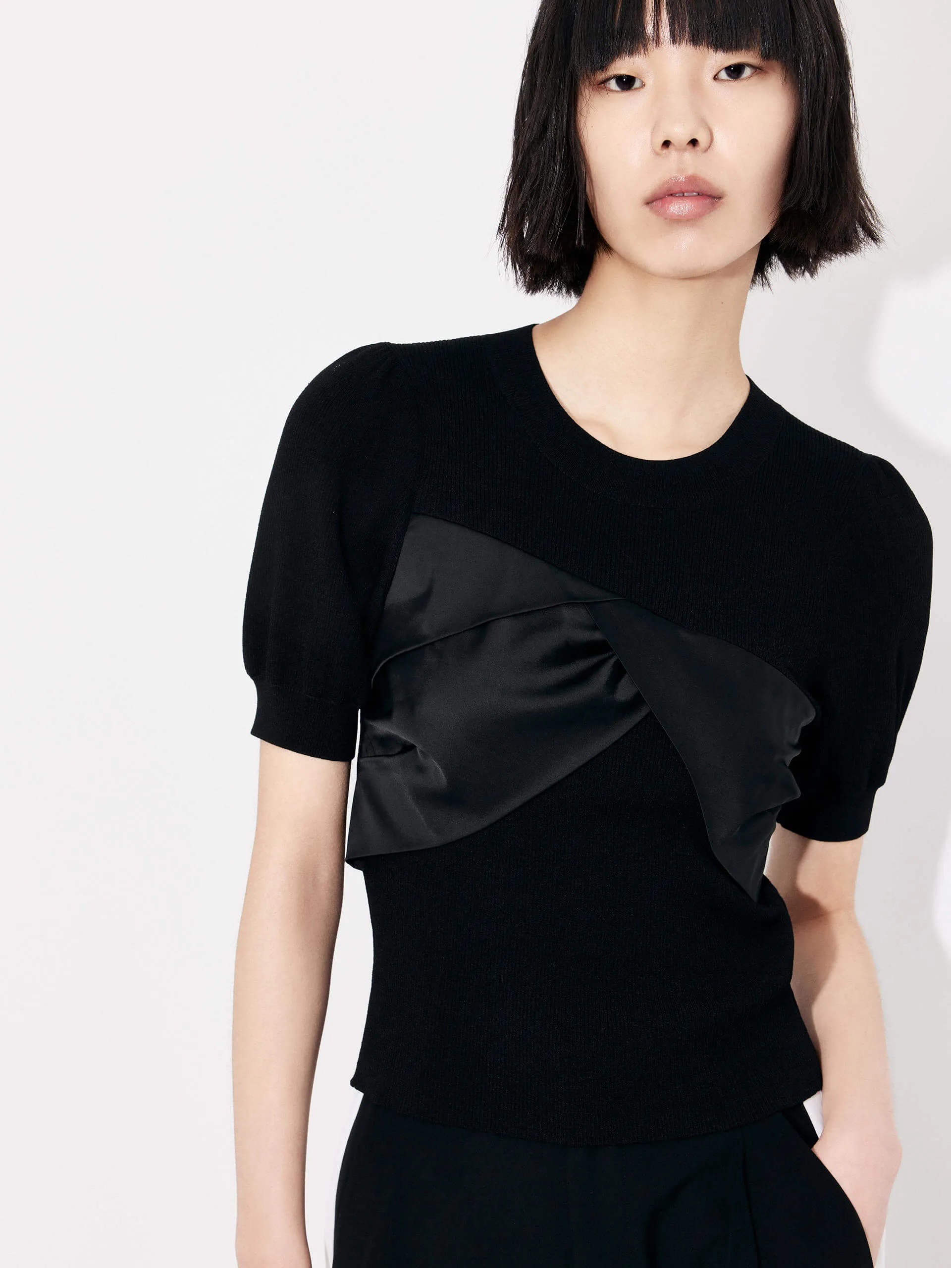 Patch Detail Ribbed Top