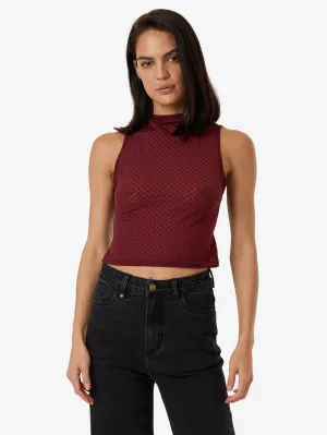 Petra Mesh Top - Dark Cherry