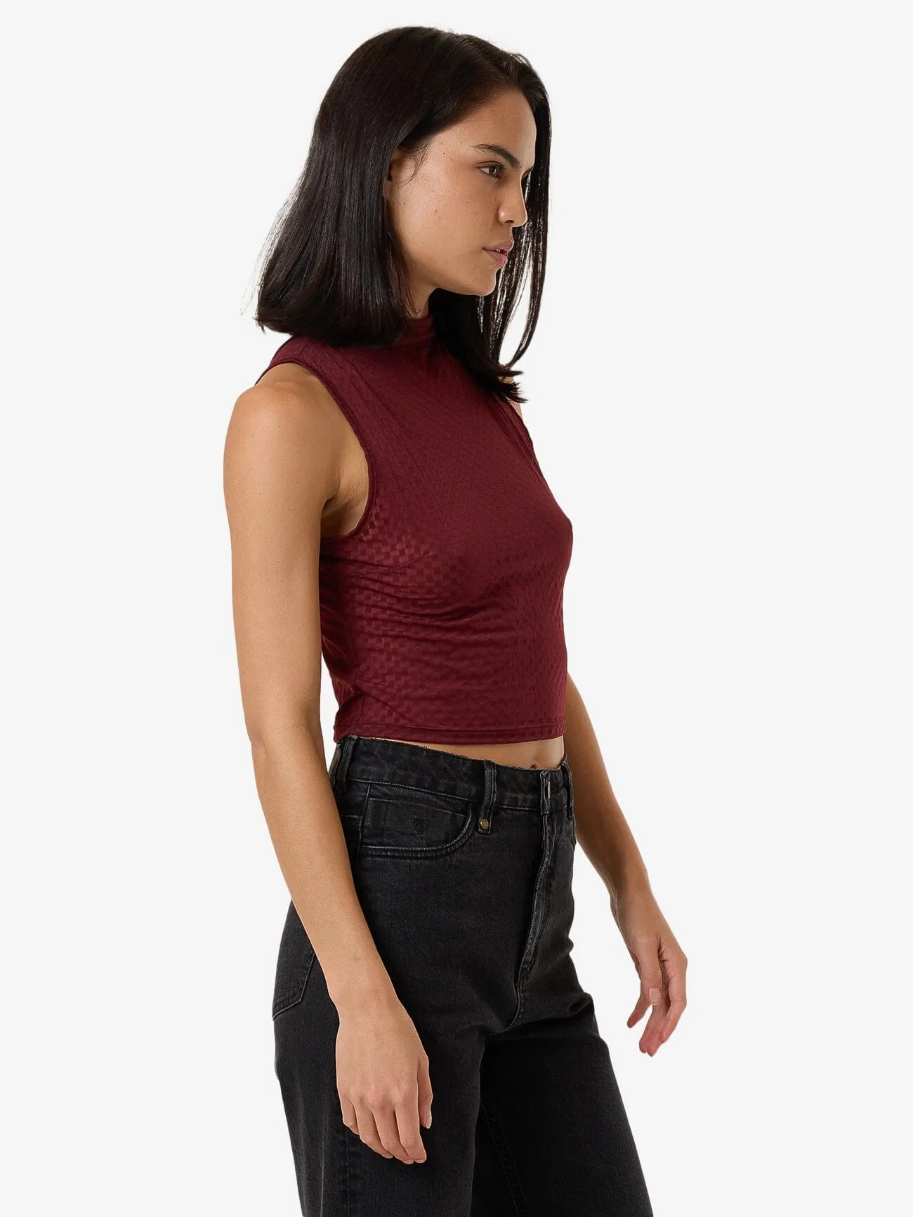 Petra Mesh Top - Dark Cherry