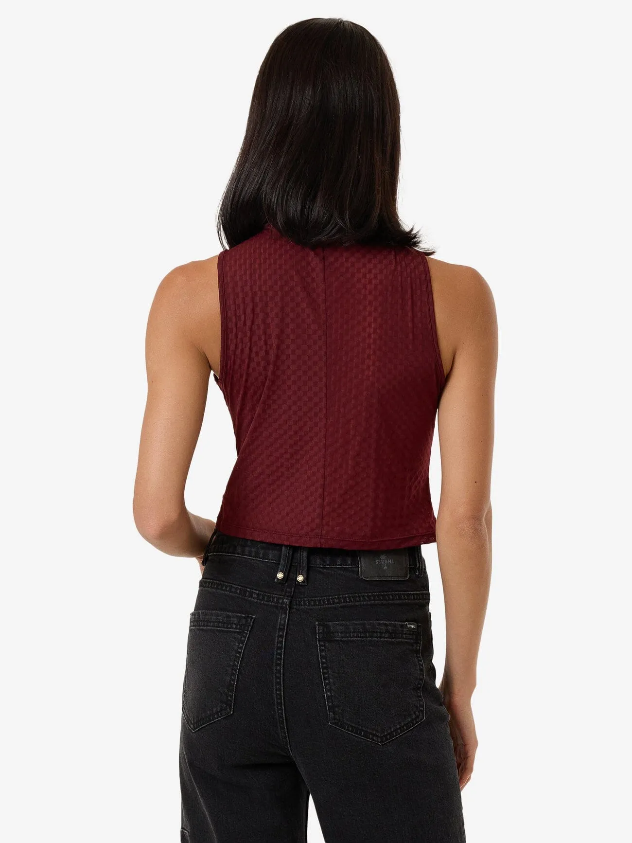 Petra Mesh Top - Dark Cherry