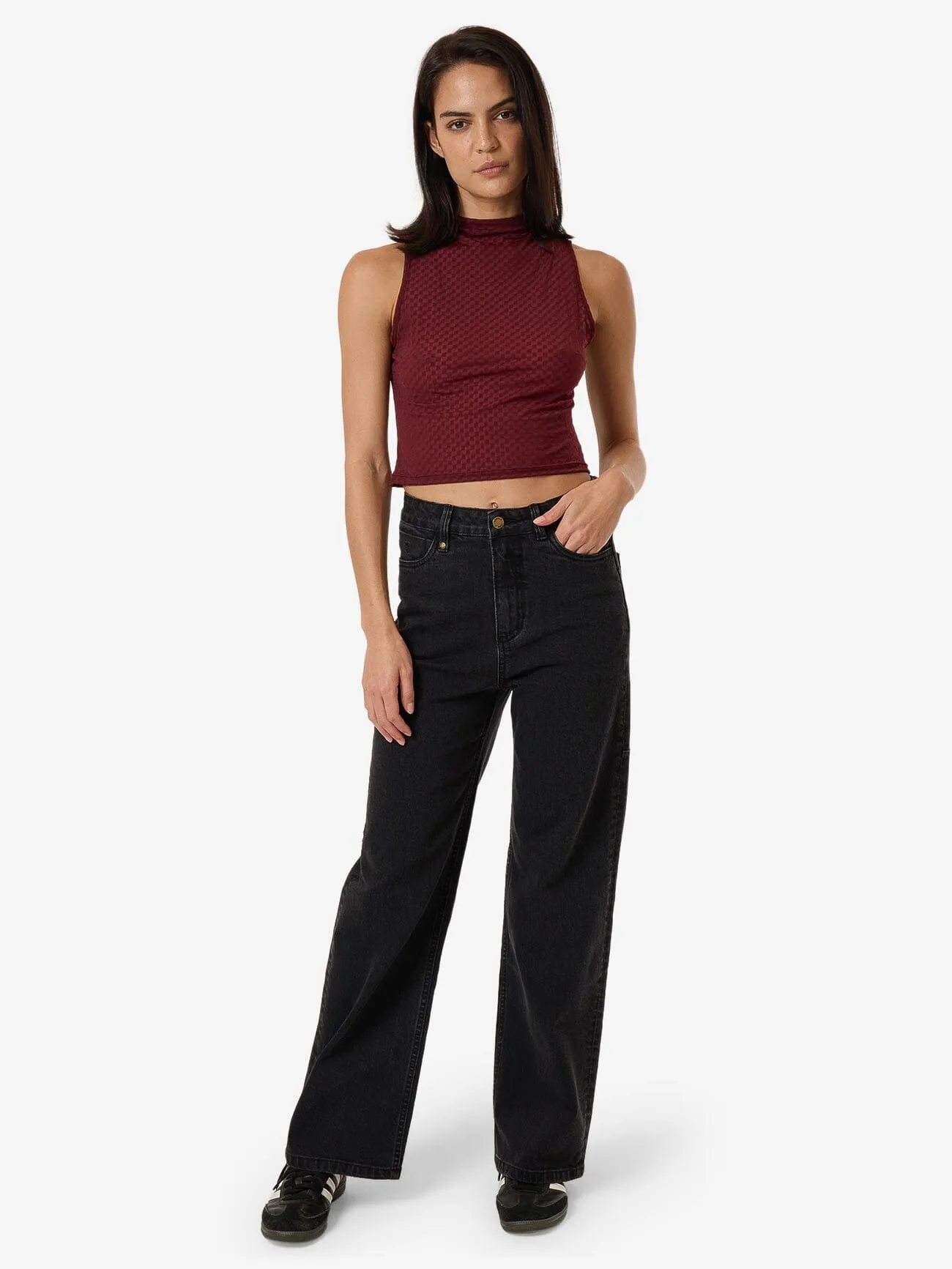 Petra Mesh Top - Dark Cherry